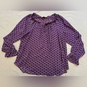LOFT Purple Polka Dot Blouse Women's XL